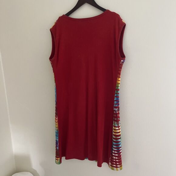 RISING INTERNATIONAL Vtg Cotton Nepalese Floral Boho Hippie Rainbow Dress- XXL - Picture 8 of 8